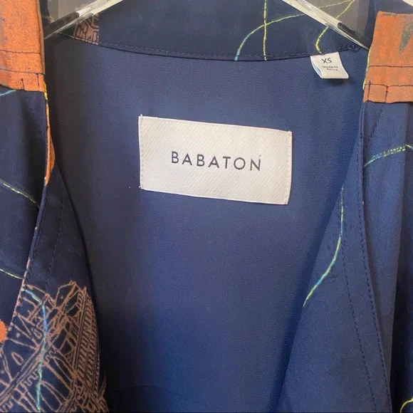 BABATON Anthro-like Duster Kimono Blazer Cardigan Trench Blue Orange sz XS - Picture 5 of 11